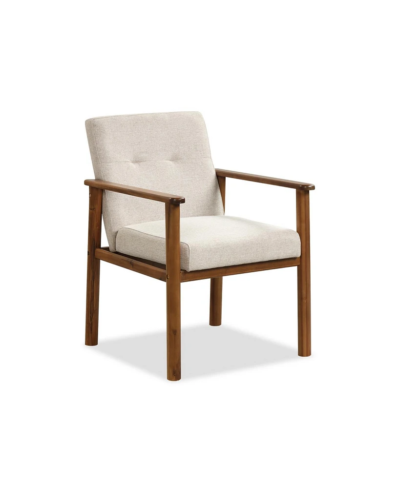 Slickblue Modern Accent Linen Fabric Armchair with Solid Wood Legs and Soft Cushioned Seat