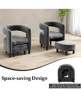 Slickblue Comfy Accent Armchair with Footrest-Grey