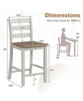 Slickblue Set of 2 Counter Bar Stool with Inclined Backrest and Footrest-Grey