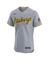 Nike Men's Gray Pittsburgh Pirates Road Vapor Premier Elite Patch Jersey