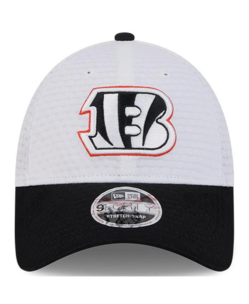 New Era Men's White/Black Cincinnati Bengals 2024 Nfl Training Camp 9FORTY Adjustable Hat