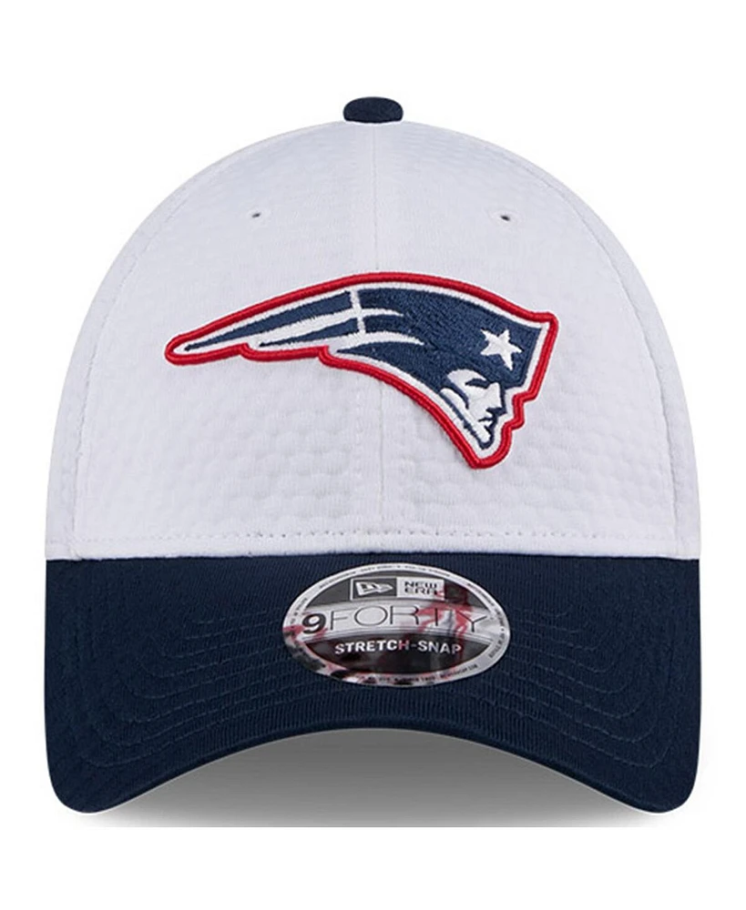New Era Men's White/Navy New England Patriots 2024 Nfl Training Camp 9FORTY Adjustable Hat