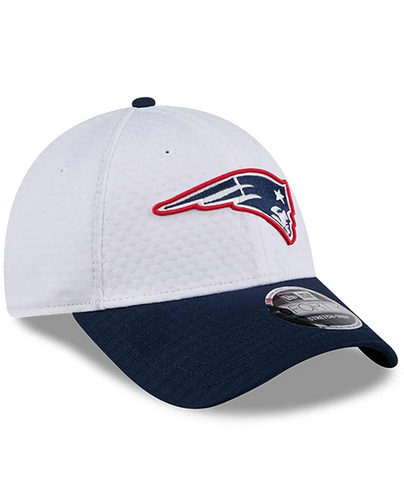 New Era Men's White/Navy New England Patriots 2024 Nfl Training Camp 9FORTY Adjustable Hat