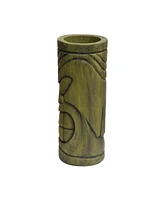 Simplie Fun Stone Statue Urn Planter, Decorative Face Plant Pot, Antique Green Finish