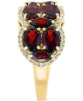 Effy Garnet (5 ct. t.w.) & Diamond (1/3 ct. t.w.) Oval Scalloped Edge Ring in 14k Gold