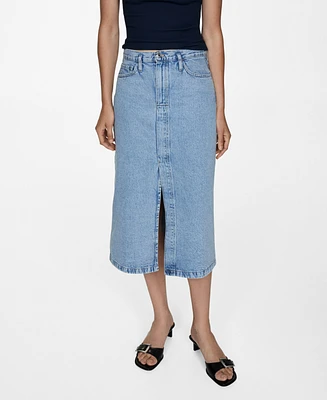 Mango Women's Slit Denim Skirt