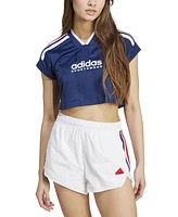 adidas Women's Tiro 3-Stripes Short-Sleeve Crop Top