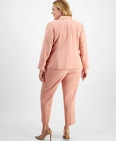 Le Suit Plus Notch-Collar One-Button Pantsuit