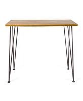 Simplie Fun Chic Industrial Teak Acacia Wood Outdoor Bar Table