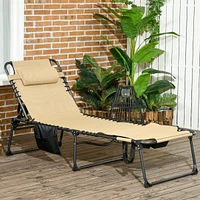 Breathable Mesh Sun Lounger with Adjustable Backrest and Storage