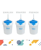 ECR4Kids Large Trilingual Paint Cups and Brushes, Art Set, Assorted, 12 Sets