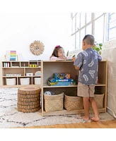 ECR4Kids Double-Sided Mobile Book Display with Storage, Natural