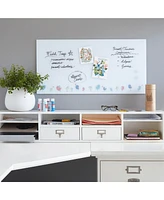 ECR4Kids MessageStor Magnetic Dry-Erase Glass Board with Magnets, 18in x 36in, White Brick