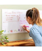 ECR4Kids MessageStor Magnetic Dry-Erase Glass Board with Magnets, 18in x 36in, White Brick