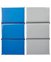 ECR4Kids Premium Folding Rest Mat, 3-Section, 1in, Blue/Grey, 5-Pack