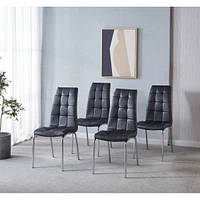 Simplie Fun Modern Lattice Design Leatherette Dining Chair With Metal Legs Set Of 4