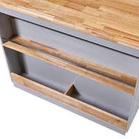 Rolling Kitchen Island with Storage and Wine Rack