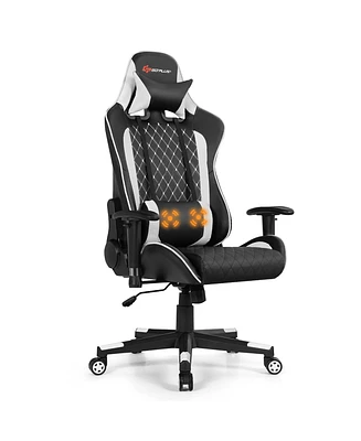 Massage Gaming Chair Reclining Racing w/Lumbar Support