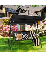 Costway Outdoor Patio Swing Canopy 3 Person Canopy Swing Chair Patio Hammock Black