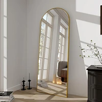 Homlux 64"x21" Arched Full-Length Mirror with Gold Aluminum Alloy Frame, Rounded Corners, Standing, Hanging, Leaning