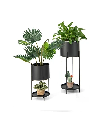 Sugift 2 Metal Planter Pot Stands with Drainage Holes