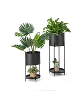Sugift 2 Metal Planter Pot Stands with Drainage Holes