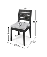 Acacia Wood Slat-Back Dining Chair with Washable Cushions