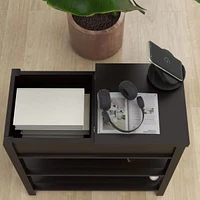Narrow Sided Table With Drawers And Bottom Partition In Flip Over Design