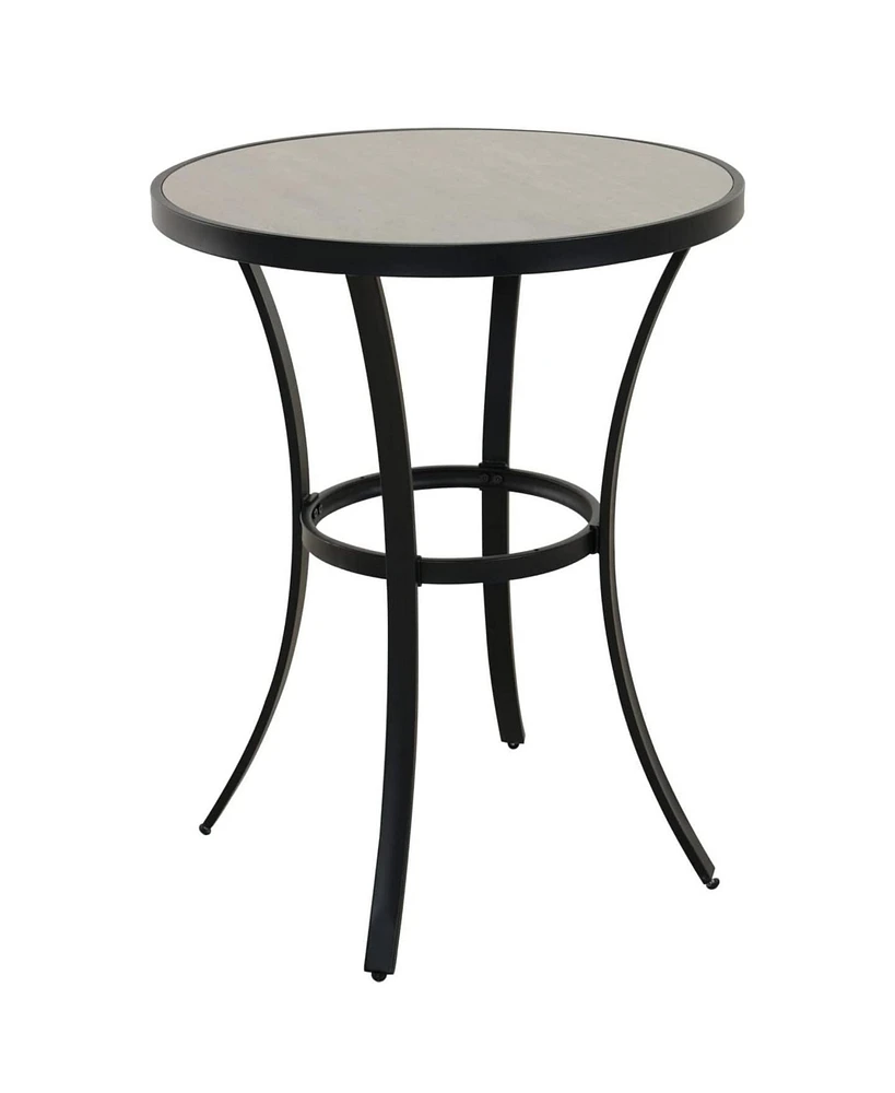 Mondawe Round Metal Patio Bar Height Outdoor Dining Table Removable Tile-Top Side Table