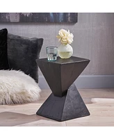 Modern Hand-Painted Hourglass End Table | Wood-Like Finish | Unique Home Decor