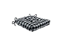 Kate Aurora Country Living Gingham Plaid Checkered Farmhouse Chair Cushion Pads - Piece