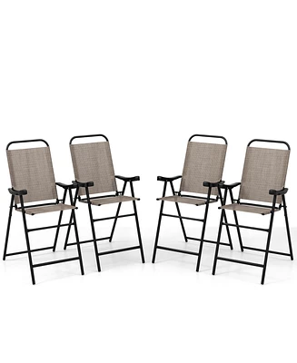 Slickblue Patio Folding Bar Stool Set of with Metal Frame and Footrest