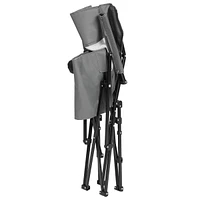 Steel folding Mesh Quad Camping Chair, with Cup Holder, & Carry Bag, Grey