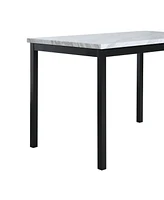 Streamdale Furniture Noyes Metal Dining Table with Laminated Faux Marble Top, Off-white