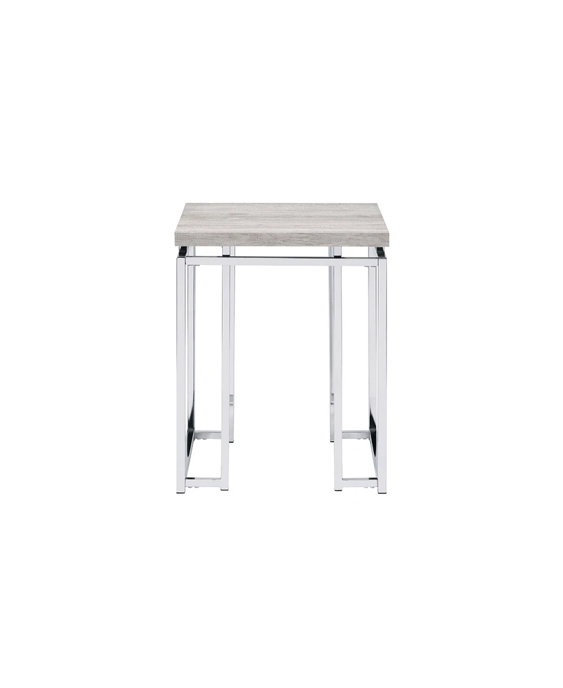 Simplie Fun Chafik End Table, Natural Oak & Chrome