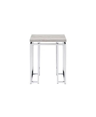 Simplie Fun Chafik End Table, Natural Oak & Chrome