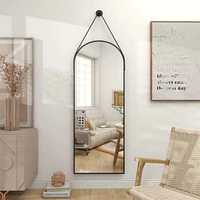 Homlux Arched Wall Mounted Mirror 16"x48" in Black