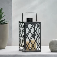 Gorgeous Stainless Steel Lantern with Lattice Pattern and Tempered Glass