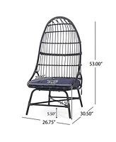 Modern Basket Chair Grid Design, Faux Rattan, Metal Frame, Cozy Comfort