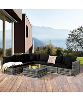 Costway 7PCS Patio Rattan Furniture Set Sectional Sofa Garden
