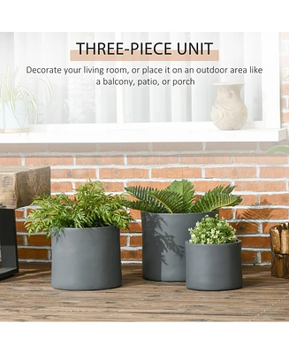 Simplie Fun Set of 3 Outdoor Planter Set, 13/11.5/9in, MgO Flower Pots with Drainage Holes, Outdoor Ready & Stackable Plant Pot for Indoor, Entryway,
