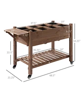 Spacious Wheeled Elevated Planter with Storage and Drainage