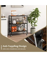 Slickblue 3-Tier Foldable Shelving Unit with Detachable Wheels and Adjustable Shelves