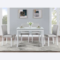 Elegant 5-Piece Dining Set with Acrylic Crystals and Upholstered Chairs