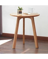 Streamdale Furniture Small Oak Wood Round End Table for Living Room & Bedroom