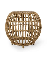 Handcrafted Faux Rattan Woven Side Table with Boho Style