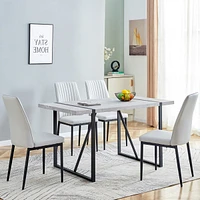 5-Piece Dining Set with Ergonomic Chairs, Sturdy Black Metal