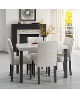 Streamdale Furniture Elegant 5-Piece Wood Dining Table Set with Marble-Inspired Surface