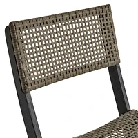Stylish Acacia Bistro Set: Woven Wicker, Durable Wood, Foldable, Ready-to-Enjoy