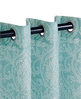 Superior Lotus Jacquard Classic Floral Damask Window Curtain Panel Set with Grommet Header, 52 X 96